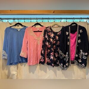 Women's Pink and Blue Embroidered Floral Summer and Spring Collection